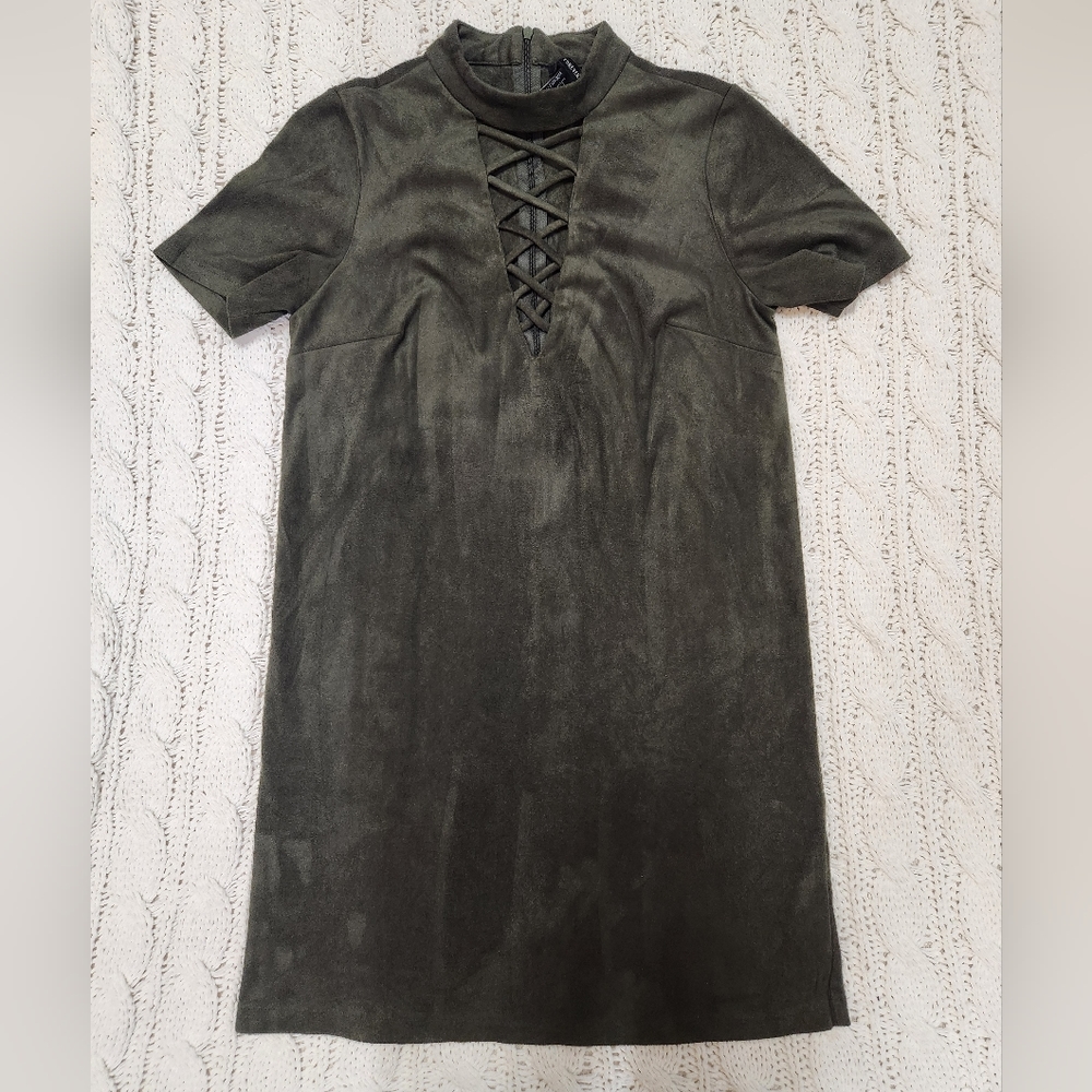 Forever 21 Olive Green Velvet Mini Dress